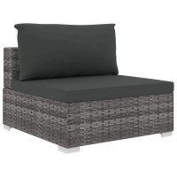 Vidaxl Pro Patio Lounge Set - 8 Pieces - Poly Rattan Construction - Gray - Includes Cushions, Table & Side Tables - Flexible Configuration - Easy Maintenance