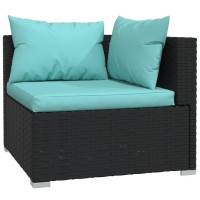 Vidaxl Poly Rattan Patio Lounge Set - 4 Piece Outdoor Furniture With Cushions, Black And Water Blue, Weatherproof, Easy Assembly, For Patio, Garden, Deck