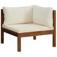 Vidaxl 7-Piece Outdoor Patio Lounge Set With Cushions, Solid Acacia Wood Construction, Modular Design For Custom Arrangement, Cream-Colored