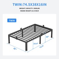 Maf 16 Inch Twin Bed Frames With Round Corner Legs Mattress Slide Stopper No Box Spring Needed Heavy Duty Metal Platform Bed Fra