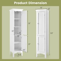 Dortala Tall Narrow Bathroom Storage Cabinet, 160Cm Tall 5-Tier Freestanding Storage Cabinet With 2 Doors & Adjustable Shelf, Narrow Slim Tower Cabinet, White