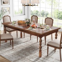 Tribesigns 62??Wood Dining Table for 4-6 People, Farmhouse Large Rectangle Kitchen Table, Dinner Table Kitchen & Dining Room Furniture with Carved Turned Legs