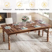 Tribesigns 62??Wood Dining Table for 4-6 People, Farmhouse Large Rectangle Kitchen Table, Dinner Table Kitchen & Dining Room Furniture with Carved Turned Legs