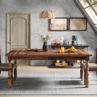 Tribesigns 62??Wood Dining Table for 4-6 People, Farmhouse Large Rectangle Kitchen Table, Dinner Table Kitchen & Dining Room Furniture with Carved Turned Legs