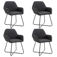 vidaXL Dining Chairs 4-Pack - Modern & Ergonomic Design, Black Fabric Finish with Powder-Coated Steel Legs, Comfort Enhanced with Armrests & Backrest, Versatile Usage in Any Room, Quick Assembly