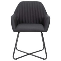 vidaXL Dining Chairs 4-Pack - Modern & Ergonomic Design, Black Fabric Finish with Powder-Coated Steel Legs, Comfort Enhanced with Armrests & Backrest, Versatile Usage in Any Room, Quick Assembly