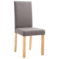 Vidaxl Elegant Taupe Fabric Dining Chairs With Solid Rubberwood Legs - Comfortable Seating Experience - Set Of 6 - Easy To Assemble