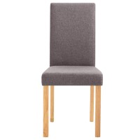 Vidaxl Elegant Taupe Fabric Dining Chairs With Solid Rubberwood Legs - Comfortable Seating Experience - Set Of 6 - Easy To Assemble