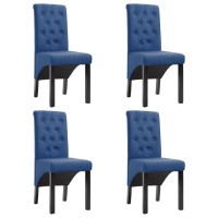 Vidaxl Elegant Dining Chairs Set Of 4 With Thick Upholstery And Solid Wooden Legs, Comfortable Seating For Dining Room Or Kitchen - Blue Fabric
