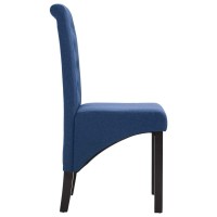 Vidaxl Elegant Dining Chairs Set Of 4 With Thick Upholstery And Solid Wooden Legs, Comfortable Seating For Dining Room Or Kitchen - Blue Fabric