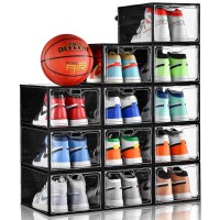 Insty 12 Pack Clear Shoes Box Shoes Storage With Magnetic Door Shoe Box For Closet Sneaker Case Fit Up To Us Size 12 For Men