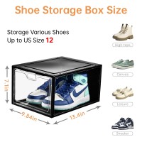 Insty 12 Pack Clear Shoes Box Shoes Storage With Magnetic Door Shoe Box For Closet Sneaker Case Fit Up To Us Size 12 For Men