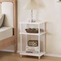 Apicizon 3 Tier End Table Record Player Stand With Storage Shelf Wooden Vinyl Record Nightstand Bedside Table For Small Space