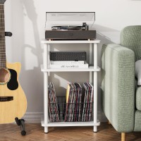 Apicizon 3 Tier End Table Record Player Stand With Storage Shelf Wooden Vinyl Record Nightstand Bedside Table For Small Space