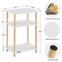 Apicizon 3 Tier Nightstand End Table With Storage Shelf Wooden Vinyl Record Farmhouse Bedside Table For Small Spaces Bedroom