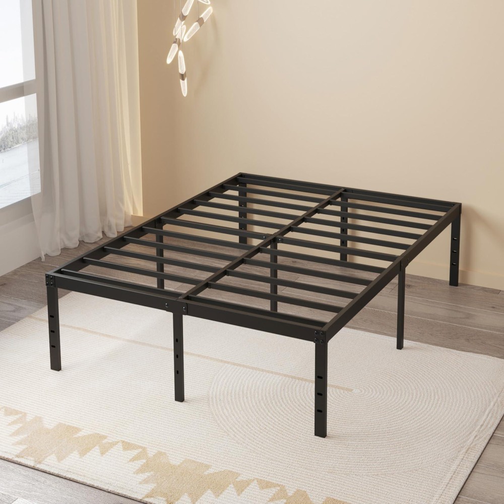 Maenizi 20 Inch Queen Bed Frame No Box Spring Needed Heavy Duty Metal Queen Platform Bed Frame Support Up To 3000 Lbs Easy Ass