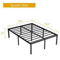 Maenizi 20 Inch Queen Bed Frame No Box Spring Needed Heavy Duty Metal Queen Platform Bed Frame Support Up To 3000 Lbs Easy Ass