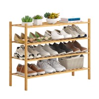 Filwh Bamboo Shoe Rack Stackable Shoe Shelf Storage Organizer For Unit Entryway Hallway And Closet Sturdy Freestanding Shoe Shel