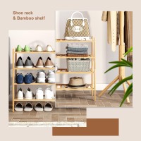 Filwh Bamboo Shoe Rack Stackable Shoe Shelf Storage Organizer For Unit Entryway Hallway And Closet Sturdy Freestanding Shoe Shel