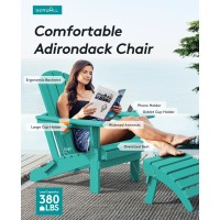 Serwall Adirondack Chair With Cup Holders - Composite Adirondack Chairs Set Of 4 Hdpe Outdoor Chairs All Weather Use- Apple