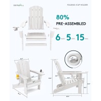 Serwall Adirondack Chair With Cup Holders - Composite Adirondack Chairs Set Of 2 Hdpe Outdoor Chairs All Weather Use- White