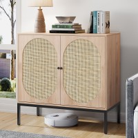 Brafab Sideboard Buffet Cabinet With Storage, Sideboard Cabinet With Natural Rattan Decorated Doors, Rattan Cabinet, Accent Cabinet, For Living Room, Entryway, Bedroom, Dining Room/Oval Doors