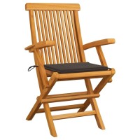 Vidaxl Patio Chairs Set - Solid Teak Wood Construction - 6 Pieces With Taupe Cushions - Foldable And Weather Resistant - Perfect For Garden, Terrace Or Patio