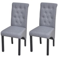 Vidaxl Dining Chairs Set Of 2, Scandinavian Style, Durable Wooden Frame With Resistant Fabric Upholstery In Dark Gray, Ideal Kitchen And Dining Room Seating