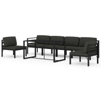 Vidaxl 7-Piece Aluminum Patio Lounge Set With Cushions - Anthracite, Weather-Resistant Outdoor Furniture Sofa Set, Lightweight And Sturdy, Easy Assembly Comfortable Lounging