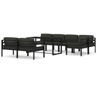 Vidaxl Outdoor Lounge Set, 8-Piece Patio Furniture With Cushions, Modular Design, Weather-Resistant Aluminum Construction, Anthracite