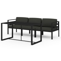 Vidaxl Outdoor Patio Lounge Set - 4-Piece Aluminum Furniture Set With Cushions And Pillows - Modular Design - Anthracite Color