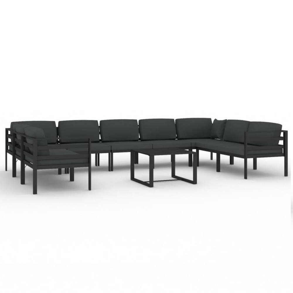 Vidaxl 10-Piece Outdoor Aluminum Patio Lounge Set With Cushions - Modular Design/Weather-Resistant/Comfortable - Color Anthracite