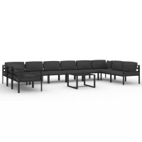 Vidaxl Outdoor Patio Lounge Set - Modular Design With Lightweight, Sturdy Aluminum Frame, Anthracite Color, Cushioned Seating - 4 Corner Sofas, 6 Middle Sofas And Table Included