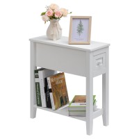 Lusuowlz Narrow Side Table For Small Spaces White Set Of 1 24 L X 85 W X 24 H