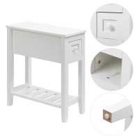 Lusuowlz Narrow Side Table For Small Spaces White Set Of 1 24 L X 85 W X 24 H