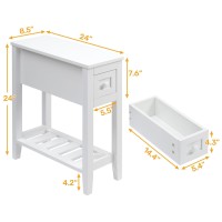 Lusuowlz Narrow Side Table For Small Spaces White Set Of 1 24 L X 85 W X 24 H