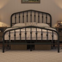 Yaheetech Full Bed Frames Metal Platform Bed With Victorian Style Wrought Iron Headboard And Footboard/Easy Assembly/No Box Spring Needed/Black Full Bed