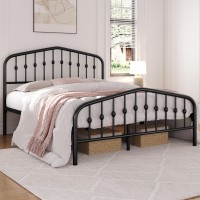 Yaheetech Queen Bed Frames Metal Platform Bed With Victorian Style Wrought Iron Headboard And Footboard/Easy Assembly/No Box Spring Needed/Black Queen Bed