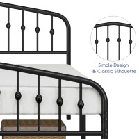 Yaheetech Queen Bed Frames Metal Platform Bed With Victorian Style Wrought Iron Headboard And Footboard/Easy Assembly/No Box Spring Needed/Black Queen Bed