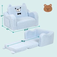 Momcaywex Kids Chairs For Toddler 2In1 Toddler Soft Sherpa Couch Fold Out Convertible Sofa To Lounger For Girls And Boys Te