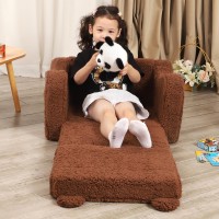 Momcaywex Kids Chairs For Toddler 2In1 Toddler Soft Sherpa Couch Fold Out Convertible Sofa To Lounger For Girls And Boys Te