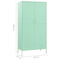 Vidaxl Steel Wardrobe - Adjustable Mint Green Storage Cabinet With 4 Shelves, Hanging Rod And Stability Levelers - Durable Industrial Style Clothing Cabinet - Size: 35.4