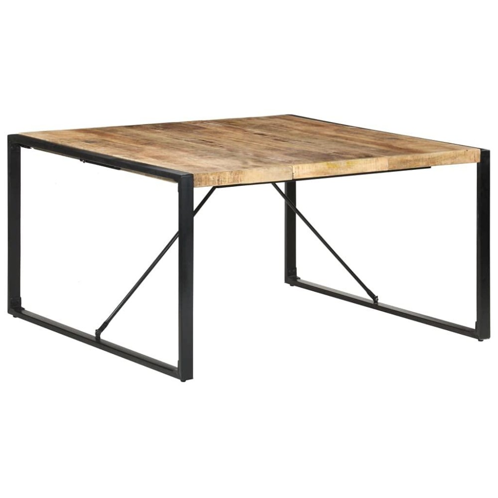 vidaXL IndustrialStyle Dining Table Rough Mango Wood Build Durable Steel Legs Unique Wood Grain Patterns 551x551x295