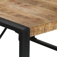 vidaXL IndustrialStyle Dining Table Rough Mango Wood Build Durable Steel Legs Unique Wood Grain Patterns 551x551x295