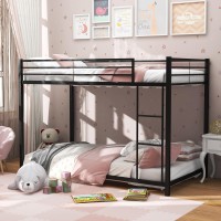 Gorelax Metal Bunk Bed Twin Over Twin Size, Low Loft Bunk Bed With Ladder & Guard Rail, Heavy Duty Metal Bed Frame, No Box Spring Needed, For Bedroom,Dorm,Apartment (Black)