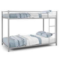 Gorelax Metal Bunk Bed Twin Over Twin Size, Low Loft Bunk Bed With Ladder & Guard Rail, Heavy Duty Metal Bed Frame, No Box Spring Needed, For Bedroom,Dorm,Apartment (Silvery)