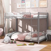 Gorelax Metal Bunk Bed Twin Over Twin Size, Low Loft Bunk Bed With Ladder & Guard Rail, Heavy Duty Metal Bed Frame, No Box Spring Needed, For Bedroom,Dorm,Apartment (Silvery)