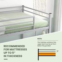 Gorelax Metal Bunk Bed Twin Over Twin Size, Low Loft Bunk Bed With Ladder & Guard Rail, Heavy Duty Metal Bed Frame, No Box Spring Needed, For Bedroom,Dorm,Apartment (Silvery)