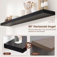 Black Floating Shelves 48 Inch Solid Wood Wall Mounted Shelves Set Of 2 Extra Long Modern Floating Shelves For Wall Decor St