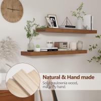 Rustic Floating Shelves 2 Pack Floating Shelves For Wall 36 Inches Long Solid Dark Wood Floating Shelves For Wall Decor Stor